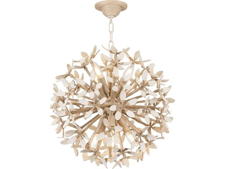 Corbett Lighting Corfu 8-Light Ivory Coco Off White Globe Sputnik Chandelier