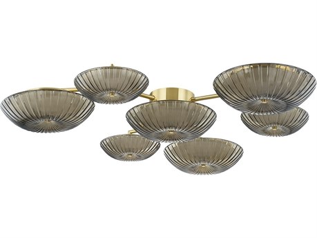 Corbett Lighting Birmingham 7-Light Vintage Polished Brass Round Flush Mount