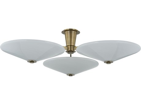 Corbett Lighting Cologne 3-Light Vintage Brass Flush Mount