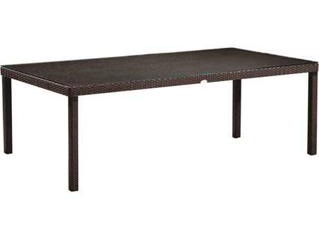 Caluco Dijon Majestic Black Wicker 84''W x 42''D Rectangular Dining Table with Glass Top