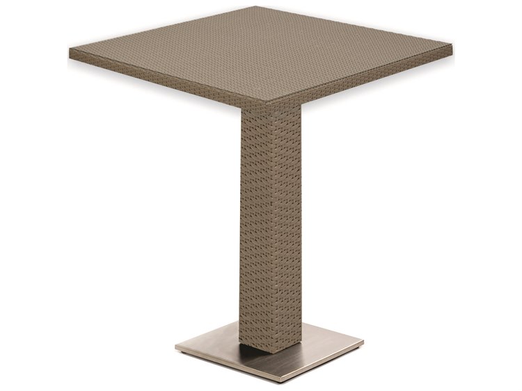 Caluco 10 Tierra Wicker Mocaccino 32'' Square Pedestal Bar Table