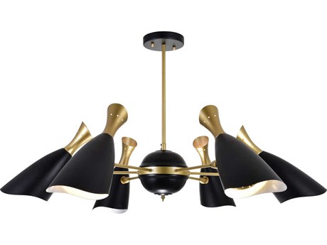 CWI Lighting Rolin 18-Light Matte Black Satin Gold Chandelier