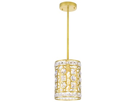 CWI Lighting Belinda 1-Light Champagne Gold Cylinder Mini Pendant