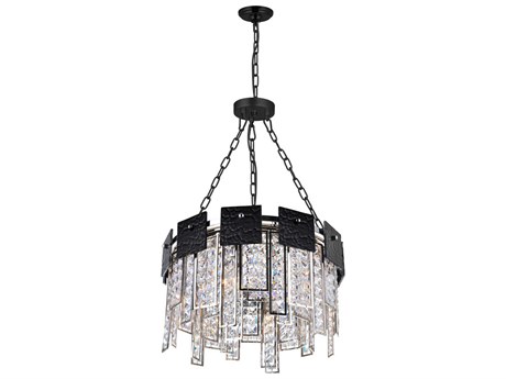 CWI Lighting Glacier 6-Light Polished Nickel Black Round Pendant