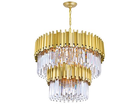CWI Lighting Deco 12-Light Medallion Gold Tiered Chandelier