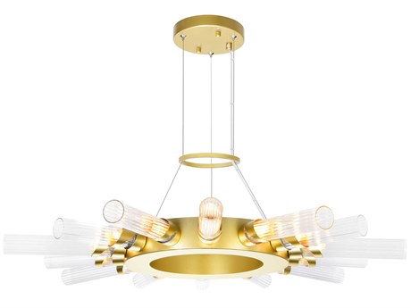 CWI Lighting Collar 14-Light Satin Gold Chandelier