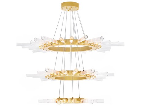 CWI Lighting Collar 63-Light Satin Gold Tiered Chandelier