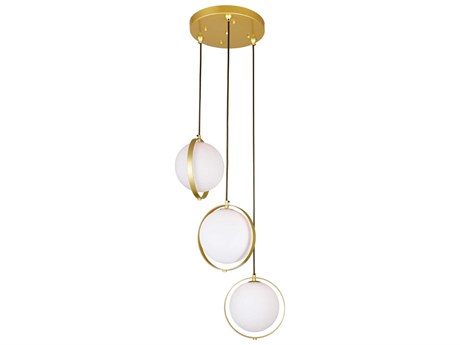 CWI Lighting Da Vinci 3-Light Medallion Gold Globe Pendant