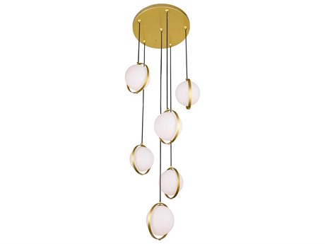 CWI Lighting Da Vinci 6-Light Medallion Gold Globe Pendant