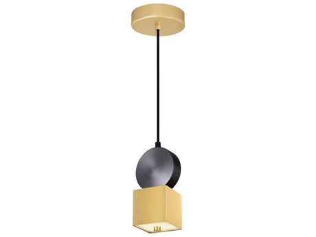 CWI Lighting Saleen Sun Gold Black Geometric Mini Pendant