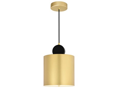 CWI Lighting Saleen Sun Gold Black Cylinder Mini Pendant
