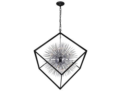 CWI Lighting Starburst 20-Light Chrome Black Geometric Sputnik Chandelier