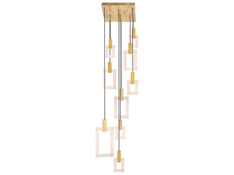 CWI Lighting Anello White Oak Wood Geometric Pendant