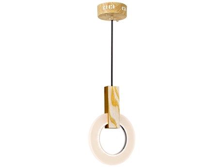 CWI Lighting Anello White Oak Wood Round Mini Pendant