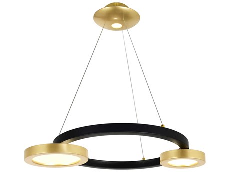 CWI Lighting Deux Lunes Sun Gold Black Geometric Island Pendant