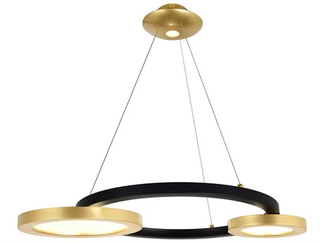 CWI Lighting Deux Lunes Sun Gold Black Geometric Island Pendant