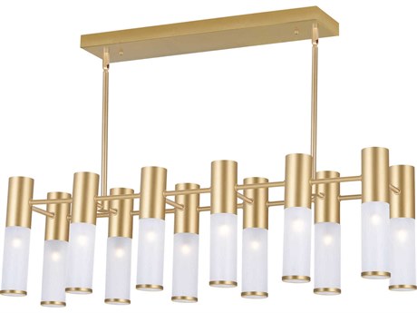 CWI Lighting Pipes 12-Light Sun Gold Cylinder Island Pendant