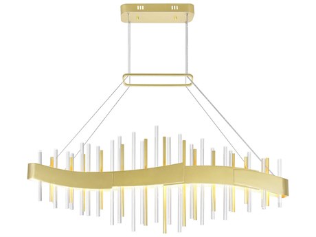 CWI Lighting Millipede Satin Gold Linear Island Pendant