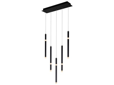 CWI Lighting Flute Black Linear Island Pendant