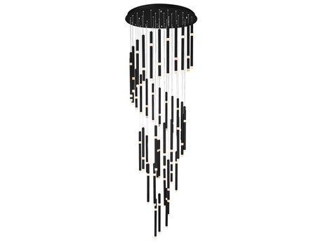 CWI Lighting Flute Black Linear Pendant