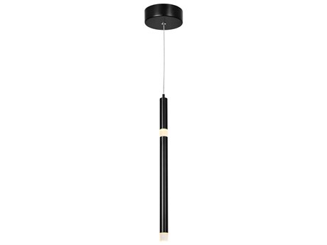 CWI Lighting Flute Black Linear Mini Pendant