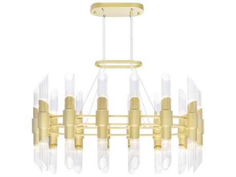 CWI Lighting Croissant 28-Light Satin Gold Cylinder Island Pendant