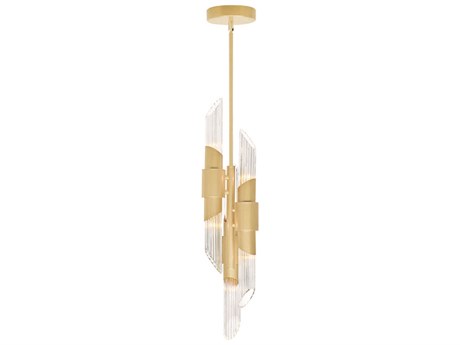 CWI Lighting Croissant 6-Light Satin Gold Cylinder Mini Pendant