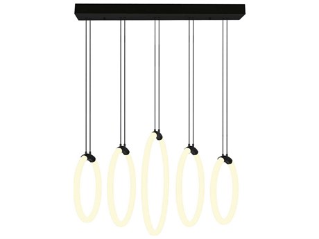 CWI Lighting Hoops Black Round Pendant