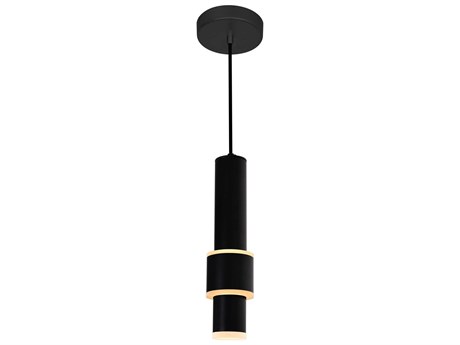 CWI Lighting Lena Black Cylinder Mini Pendant