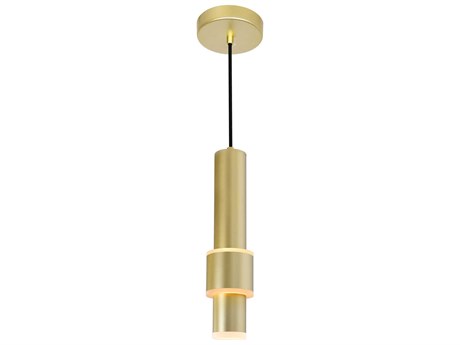 CWI Lighting Lena Satin Gold Cylinder Mini Pendant