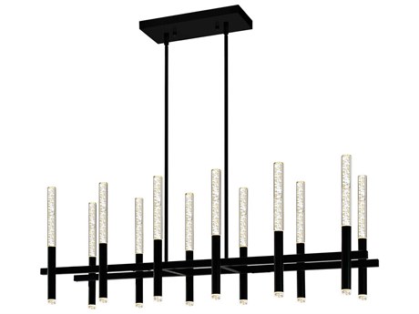 CWI Lighting Dragonswatch Black Linear Island Pendant