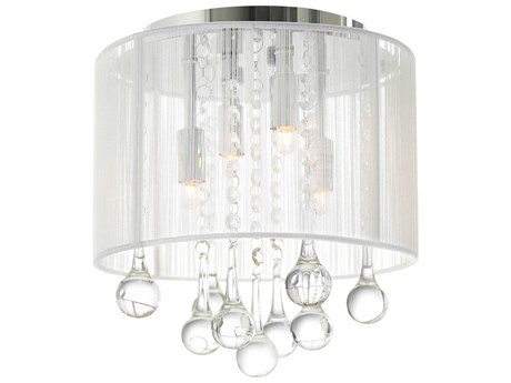 CWI Lighting Water Drop 4-Light Chrome Drum Flush Mount