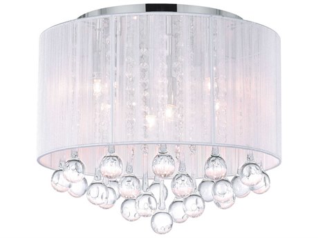CWI Lighting Water Drop 6-Light Chrome Drum Flush Mount