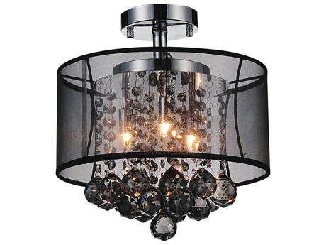 CWI Lighting Radiant 3-Light Chrome Traditional Drum Semi Flush Mount