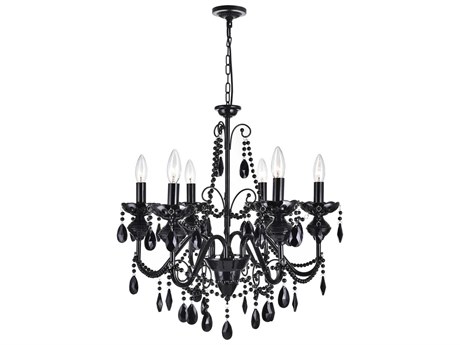 CWI Lighting Keen 6-Light Black Traditional Candelabra Chandelier