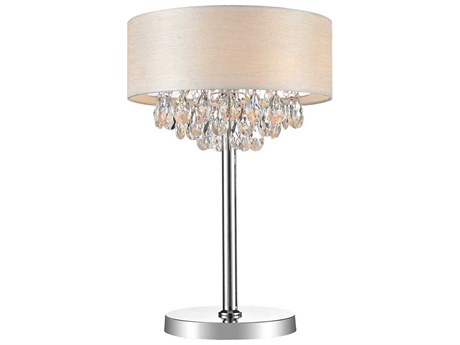 CWI Lighting Dash Chrome Off White Plastic Table Lamp