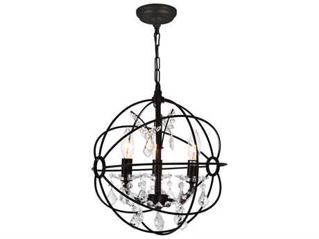 CWI Lighting Campechia 3-Light Brown Candelabra Globe Chandelier