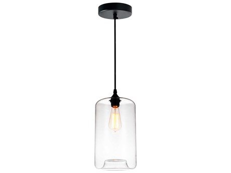 CWI Lighting Glass 1-Light Black Cylinder Mini Pendant