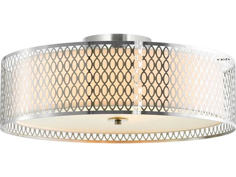 CWI Lighting Mikayla 5-Light Satin Nickel Drum Flush Mount
