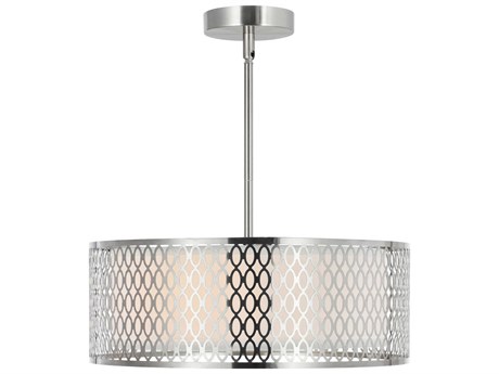 CWI Lighting Mikayla 3-Light Satin Nickel Drum Pendant
