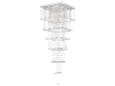 CWI Lighting Square 16-Light Chrome Flush Mount
