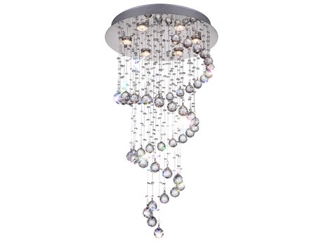 CWI Lighting Spiral 6-Light Chrome Flush Mount