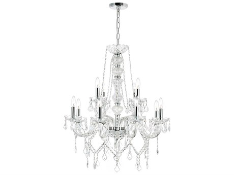 CWI Lighting Princeton 12-Light Chrome Traditional Candelabra Chandelier