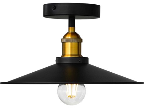 CWI Lighting Brave 1-Light Black Semi Flush Mount