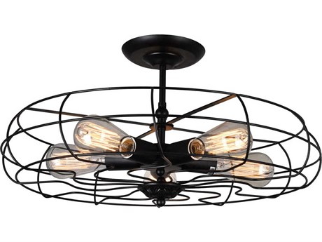CWI Lighting Pamela 5-Light Black Semi Flush Mount