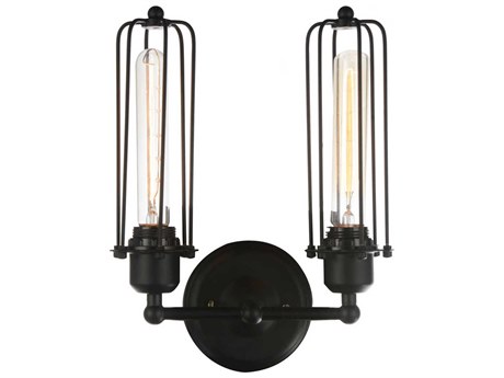 CWI Lighting Benji 2-Light Black Vanity Light