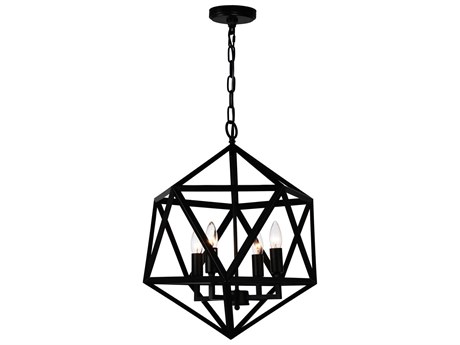 CWI Lighting Amazon 4-Light Black Geometric Pendant
