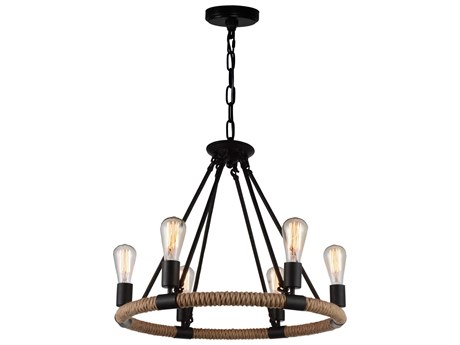 CWI Lighting Ganges 6-Light Black Pendant