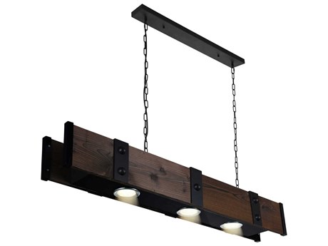 CWI Lighting Pago 3-Light Black Linear Island Pendant