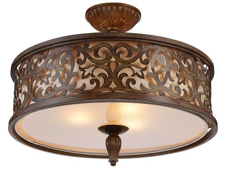 CWI Lighting Nicole 5-Light Brushed Chocolate Brown Traditional Drum Semi Flush Mount